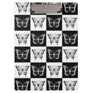 Black White Chequered Butterfly Design  Clipboard