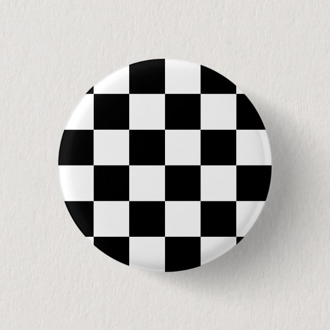 Black White Chequered Check Pattern 3 Cm Round Badge (Front)
