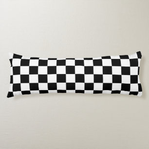 Black White Chequered Check Pattern Body Cushion