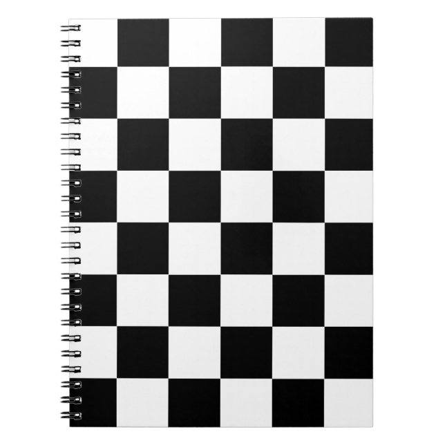 Black White Chequered Check Pattern Notebook (Front)