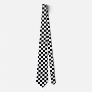 Black White Chequered Check Pattern Tie