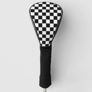 Black White Chequered Chequerboard Golf Head Cover