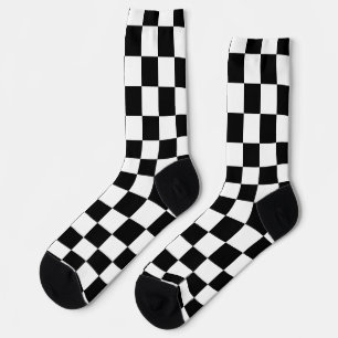 Black White Chequered Chequerboard Socks