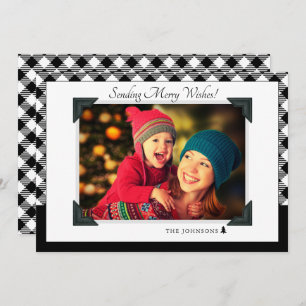 Black & White Chequered Christmas Photo Holiday 