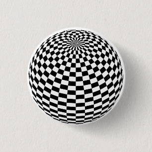 Black/White Chequered Globe Thunder_Cove 3 Cm Round Badge