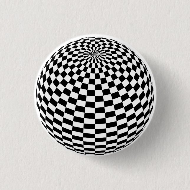Black/White Chequered Globe Thunder_Cove 3 Cm Round Badge (Front)