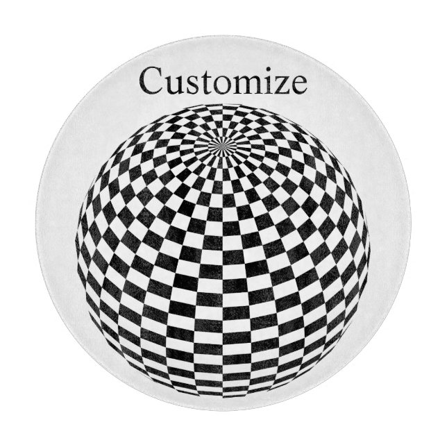 Black/White Chequered Globe Thunder_Cove Cutting Board (Front)