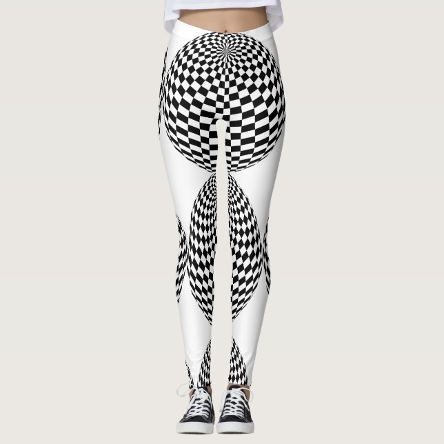 Black/White Chequered Globe Thunder_Cove Leggings (Front)