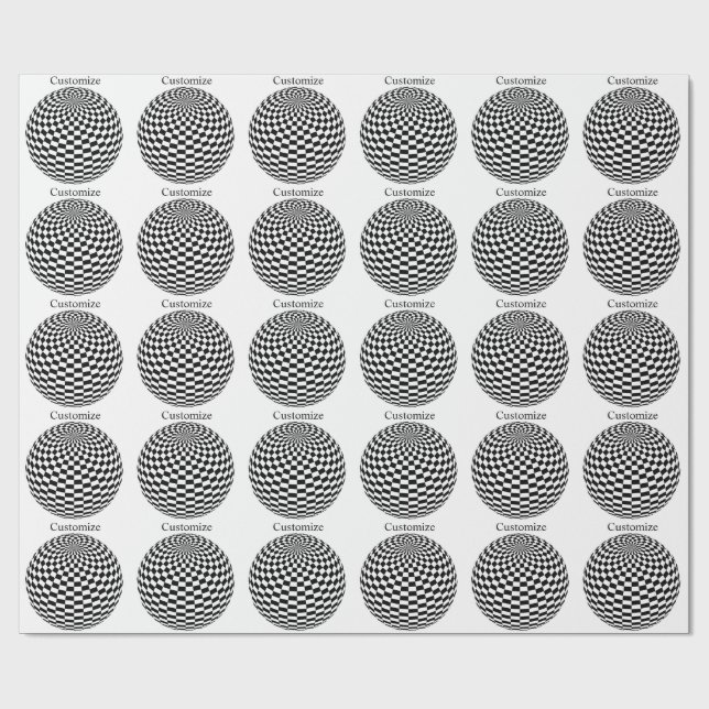 Black/White Chequered Globe Thunder_Cove Wrapping Paper (Flat)