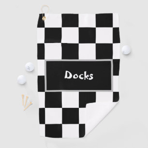 Black White Chequered Golf Towel