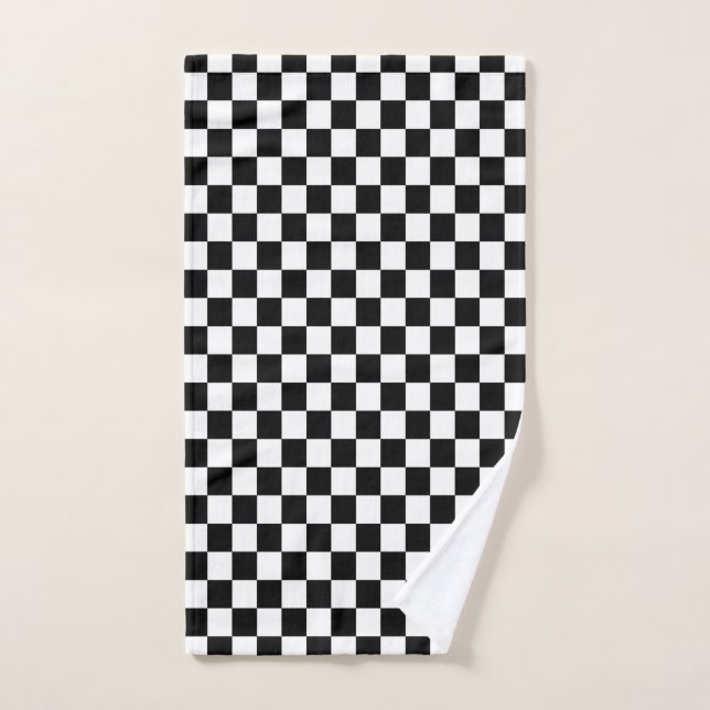 Black & White Chequered Hand Towel (Hand Towel)