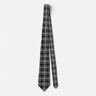 Black White Chequered Lines Pattern Tie