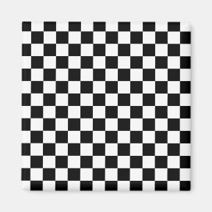 Black White Chequered Magnet