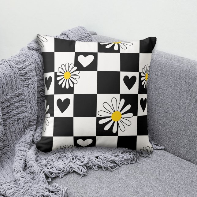 Black White Chequered Nursery Cushion (Creator Uploaded)