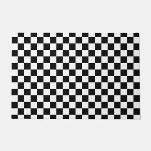 Black white chequered pattern doormat