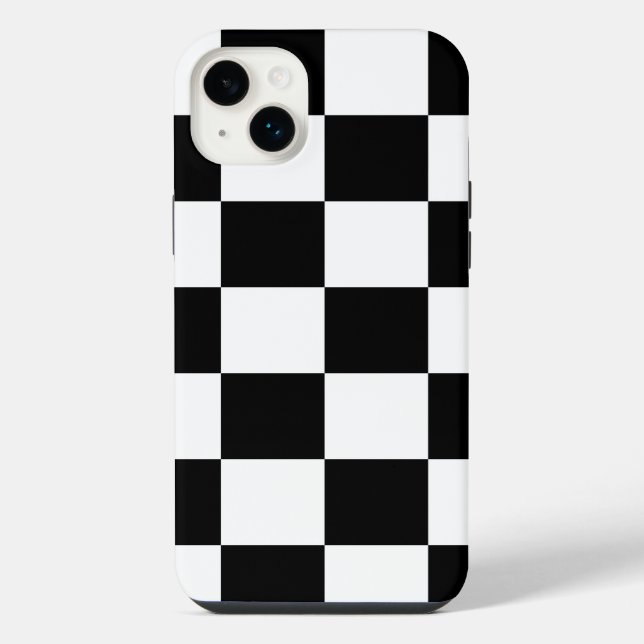 Black & White Chequered Pattern iPhone Case (Back)