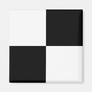 Black white chequered pattern simple Square Magnet