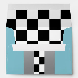 Black & white chequered, race car envelope