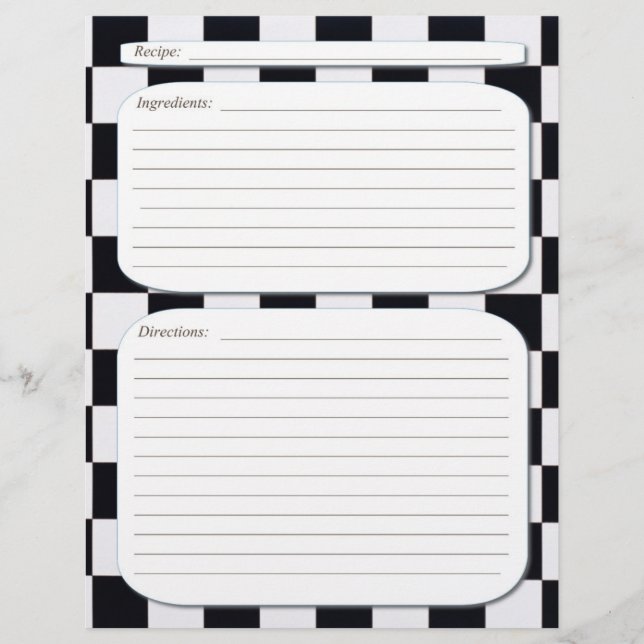 Black white chequered recipe page (Front)