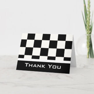 Black/White Chequered Thank You Greeting Card