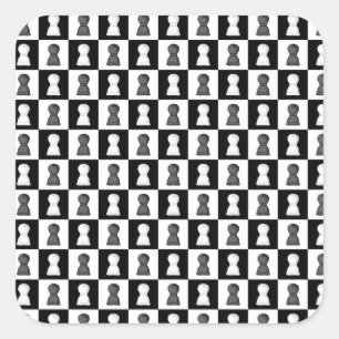 Black & White Chess Allover Chess Board Pattern  Square Sticker