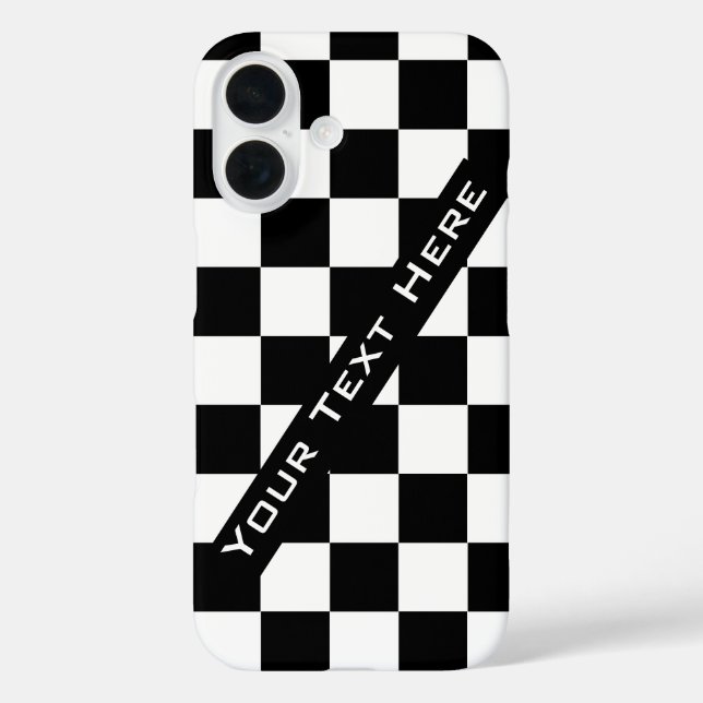 Black White Chess iPhone Case with Custom Text (Back)