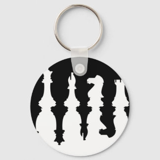 Black & White Chess Pieces Key Ring