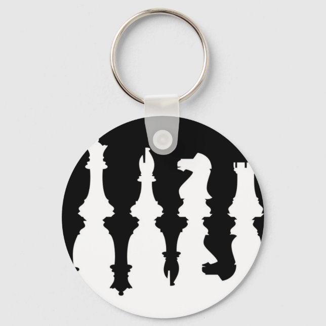 Black & White Chess Pieces Key Ring (Front)