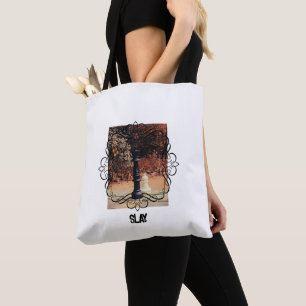 Black White Chess Tote Bag with King Slay  