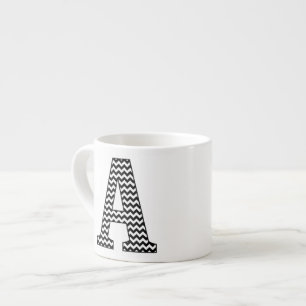 Black & White Chevron A Monogram Espresso Cup
