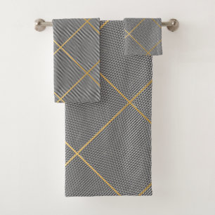 BLACK WHITE CHEVRON ABSTRACT BATHROOM TOWEL