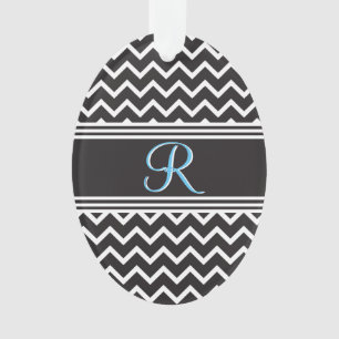 Black White Chevron Gothic Zigzag Monogram Ornament