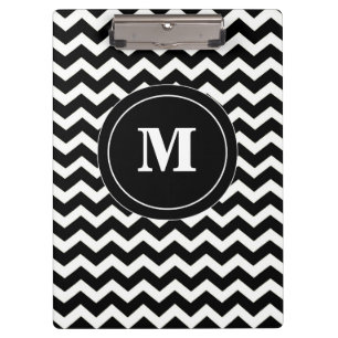 Black White Chevron Monogram Clipboard