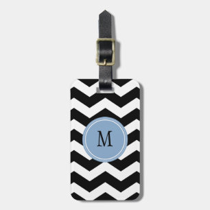 Black & White Chevron Monogram Luggage Tag
