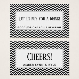Black & White Chevron Pattern Drink Tickets