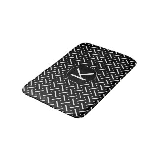 Black White Chevron Pattern with Custom Monogram Bath Mat