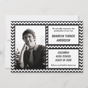 Black/White Chevron w/ Photo - Grad Announcement