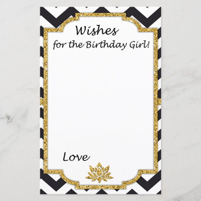 Black White Chevron Wishes for the birthday girl (Front)