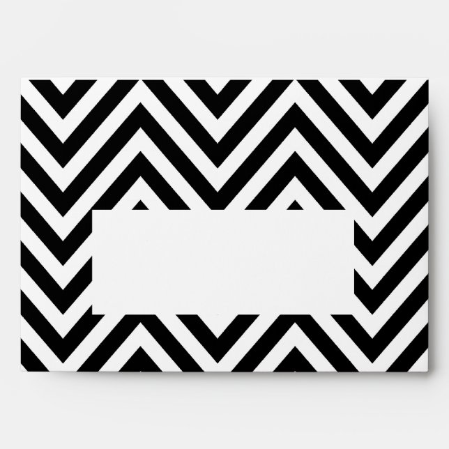 Black White Chevron Zig Zag Print A7 Envelope (Front)