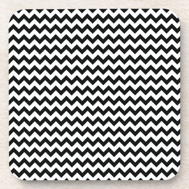 Black White Chevrons Cork Coaster (Front)