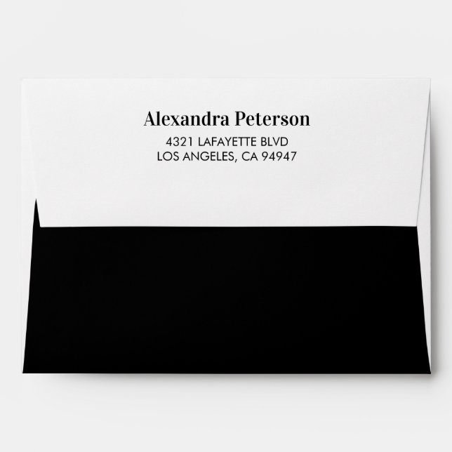 Black White Chic Birthday Envelope (Back (Top Flap))