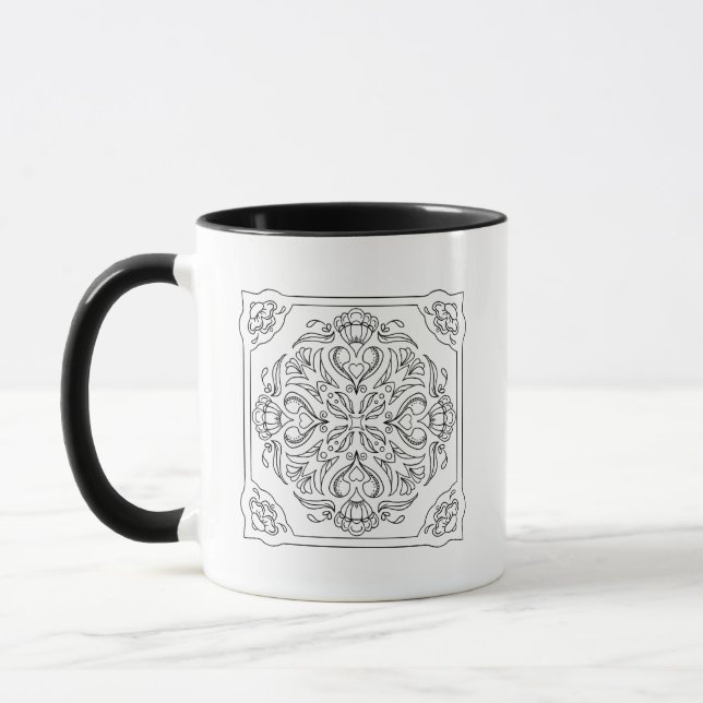 Black & White Chic Medallion Mug (Left)