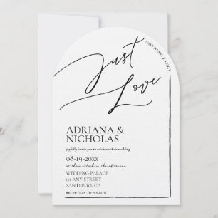 Black White Chic Nothing Fancy Just Love Wedding Invitation