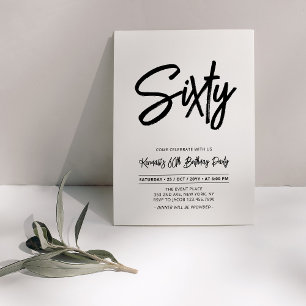 Black & White   Chic Sixty 60th Birthday Party Invitation