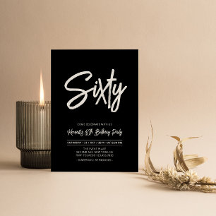 Black & White   Chic Sixty 60th Birthday Party Invitation