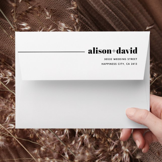 Black, white chic typography minimalist wedding envelope (Creator Uploaded)