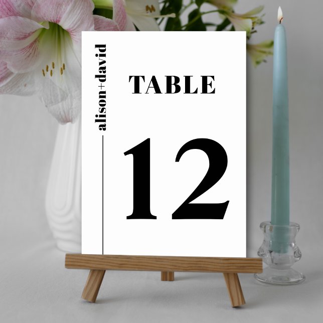 Black, white chic typography minimalist wedding table number (Creator Uploaded)