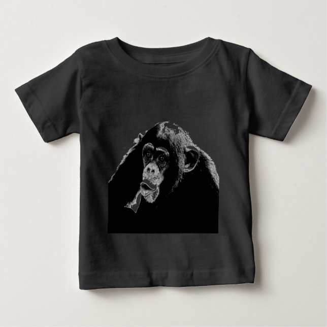 Black White Chimpanzee Baby T-Shirt (Front)