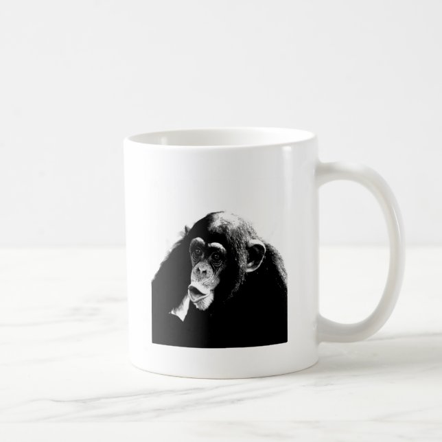 Black White Chimpanzee Coffee Mug (Right)