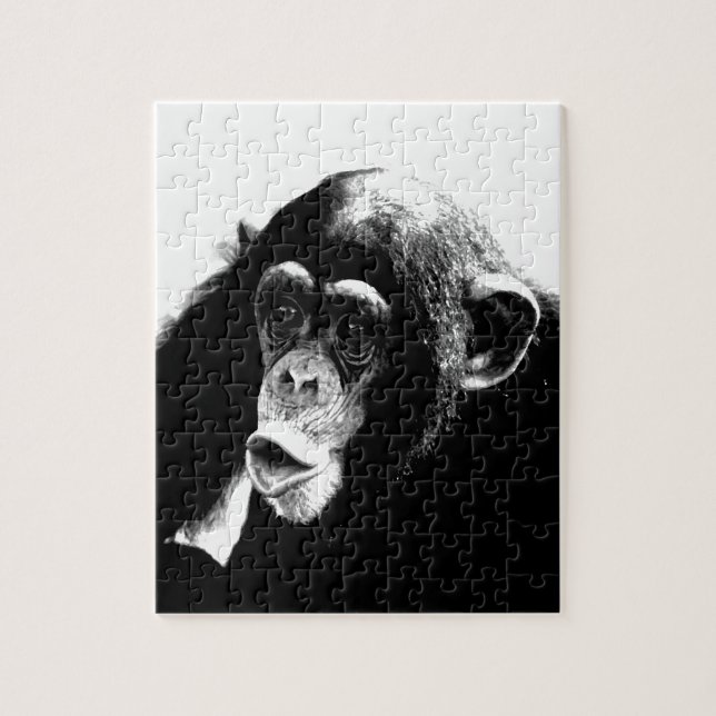 Black White Chimpanzee Jigsaw Puzzle (Vertical)